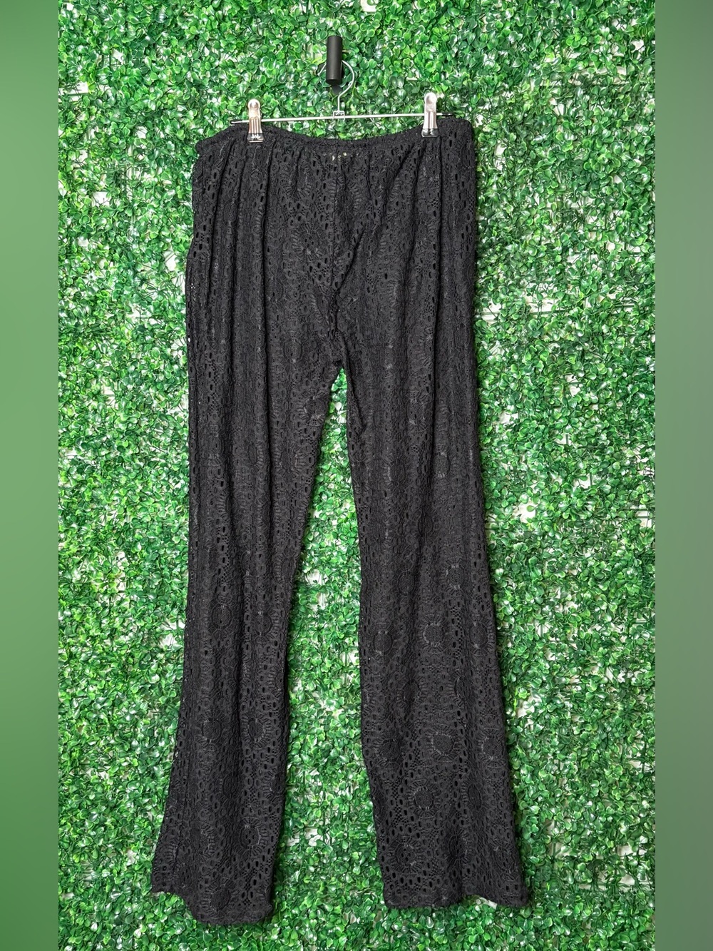 Gianni Bini Black Lace Wide-Leg Drawstring Pants - Picture 3 of 3